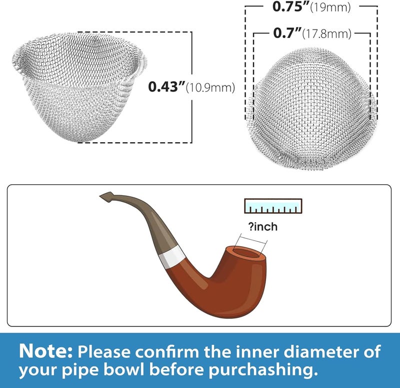 STANKER Pipe Screens Filter, 3/4 Inch 70 Pcs Adjustable Tapered Design Bowl Screens with Pipe Cleaners, 3 in 1 Tool, Bottle Brush, 0.75 Inch Stainless Steel Mesh with Metal Box - Image 2